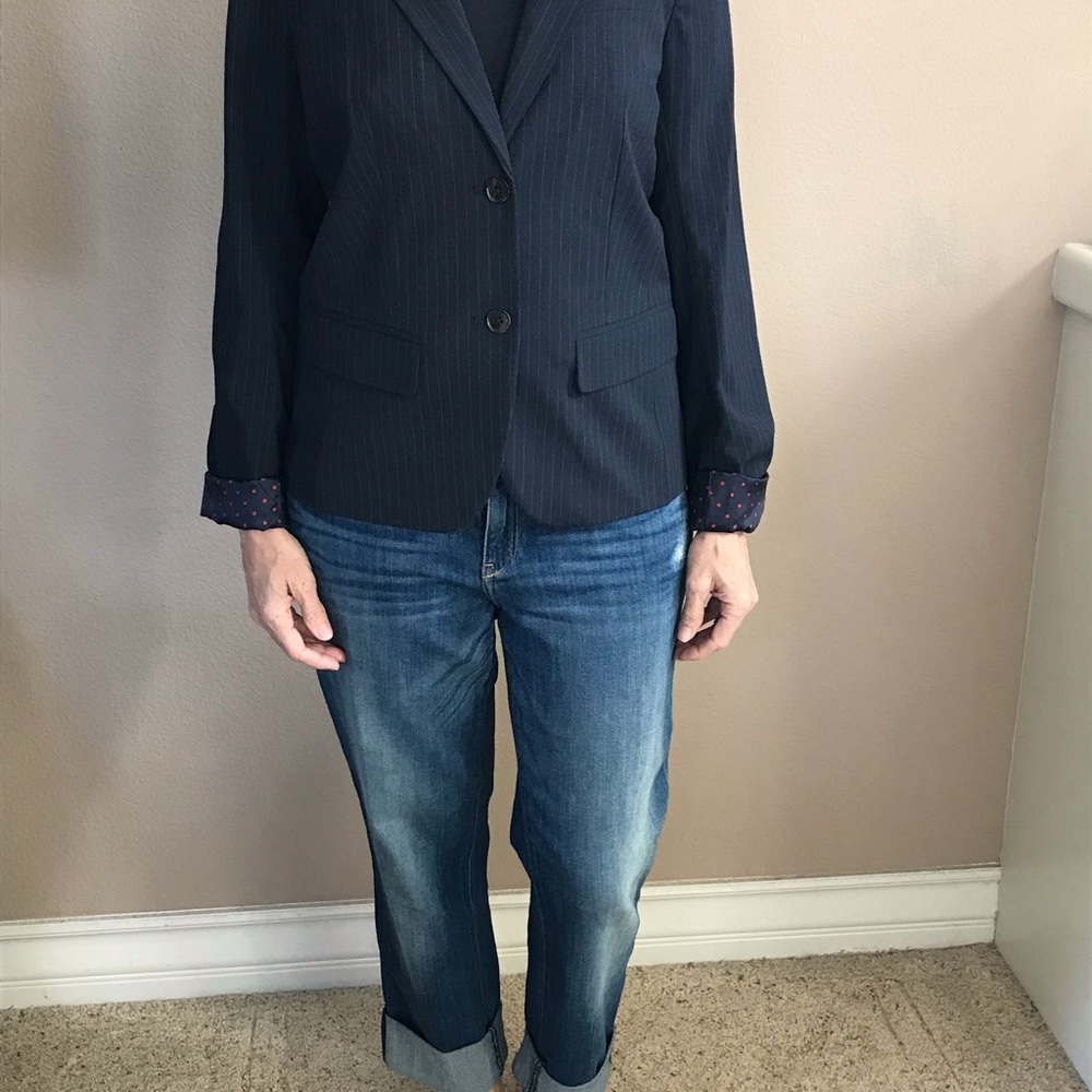 Navy Blue Banana Republic Pin Striped Blazer